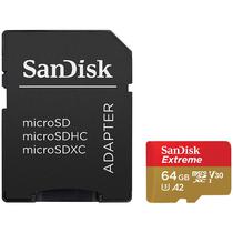Cartao de Memoria Micro SD de 64GB Sandisk Extreme SDSQXAH-064G-GN6AA - Vermelho/Dourado