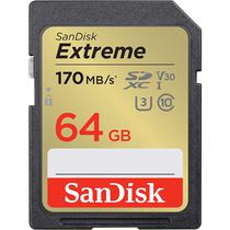 Cartão de Memória SD Sandisk Extreme 170-80 MB/s C10 U3 V30 64 GB (SDSDXV2-064G-Gncin)