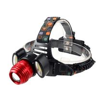 Lanterna LED para Cabeca Maxer MX-1500 / 320000W / 92000 Lumens / Recarregavel / Bateria Incluida - Preto/ Vermelho