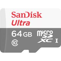 Cartão de Memória Micro SD Sandisk Ultra 100 MB/s C10 64GB (SDSQUNR-064G-GN3MA)