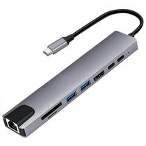 Hub USB Type-C 3.1 Satellite A-HUBC54 8 Portas / HDMI / 2 USB 3.0 / RJ45 / SD / TF / 2 Type-C Femea - Preto