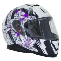 Capacete MT Helmets FF102SV Thunder 3 SV Wild Garden Gloss - Fechado - Tamanho M - Branco e Lilas