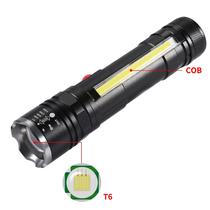Lanterna Tatico LED Cob Telescopic Zoom T6-26 / 100000W / USB Recarregavel com Bateria Incluida - Preto