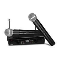 Sistema de Microfone Sem Fio Quanta QTMIC103 com 2 Microfones Bivolt - Preto