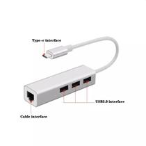 Hub USB Type-C / 3 Portas USB 3.0-RJ45 1000MBPS