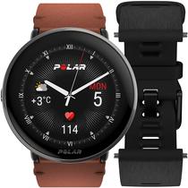 Relogio Smartwatch Polar Ignite 3 Titanium M-L Leather Band - Bronze + Pulseira de Silicone Preto