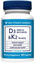The Vitamin Shoppe D3 2500IU & K2 90 MCG (60 Capsulas)