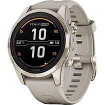 Relogio Smartwatch Garmin Fenix 7S Pro Sapphire Solar - Soft Gold/Light Sand (010-02776-17)