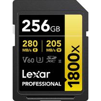 Cartão de Memória SD Lexar Professional 1800X Serie Gold 280-205 MB/s C10 U3 V60 256 GB (LSD1800256G-Bnnnu)