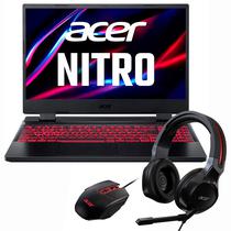 Notebook Gamer Acer Nitro 5 AN515-58-73RS Intel Core i7 12650H Tela Full HD 15.6" / 16GB de Ram / 512GB SSD / Geforce RTX4050 6GB - Obsidian Preto + Mouse / Fone de Ouvido (Ingles)