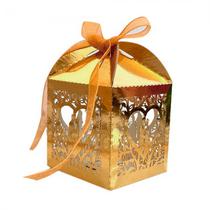 Caixas de Lembrancinhas para Festa Novios com Coracao T11 Dourado 25PCS