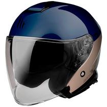 Capacete MT Helmets Thunder 3 SV Jet Xpert A17 - Aberto - Tamanho M - com Oculos Interno - Gloss Blue