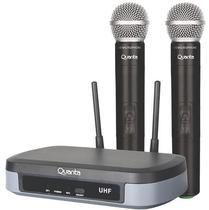 Microfone Duplo Quanta QTMWU104 Wireless 2V - Black