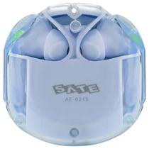 Fone de Ouvido Sem Fio Satellite AE-6215 com Bluetooth e Microfone - Transparente/Azul