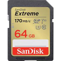 Cartao de Memoria SD Sandisk 64GB / 170-80 MB/s C10 U3 V30