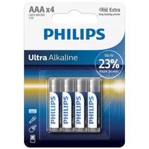 Pilha Alcalina AAA Philips Ultra Alkaline LR03E4B/10 1.5V - 4 Unidades