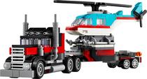 Lego Creator 3 In 1 Flatbed Truck With Helicopter - 31146 (270 Pecas)