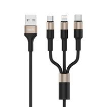 Cabo USB para Lightning / USB Type-C / Micro USB Havit HV-H691 Preto / Dourado - 1.2M