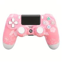 Controle para Console Play Game Dualshock - Bluetooth - para Playstation 4 - Pink Flower - Sem Caixa