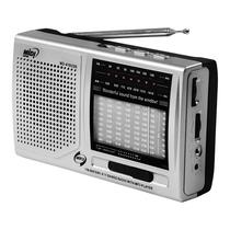 Radio Portatil FM/MW/SW 1-9 Midi MD-410USB 0.5 Watts A Pilha - Prata/Preto