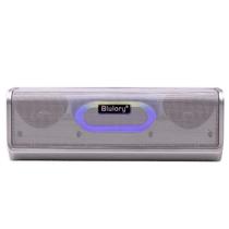 Caixa de Som / Speaker Blulory BS-802 X-Bass Wireless / Bluetooth 5.3 / TF Card / Aux / LED Color Full / 1200MAH - Silver