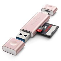 Leitor Cartao de Memoria Satechi Dual USB Tipo-C Y USB 3.0 - Rosa