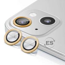 Pelicula de Camera de Vidro para iPhone 14 / 14 Plus Aneis de Metal/Anti-Riscos 4LIFE Um Conjunto (2 Pecas) - Dourado