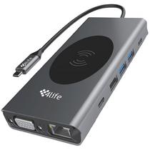 Hub USB 4LIFE FL13V com Carregador Wireless - Cinza