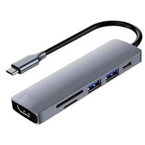 Hub USB Type-C 3.1 Satellite A-HUBC55 6 Portas / HDMI / 2 USB 3.0 / SD / TF / Type-C Femea - Cinza