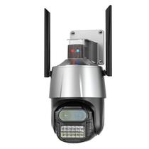 Camera de Seguranca Externa Inteligente Smart MG.8X / 4MP+4MP / 2.8-12MM / Wifi / Microfone / 360 / Deteccao de Movimento / Visao Noturna / App Icsee - Cinza/ Preto