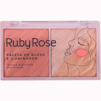 Paleta de Blush e Iluminador Ruby Rose HB 7533-2 - 2 Cores