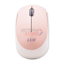 Mouse Dpi Sem Fio Wireless Optical Luo LU-3046 / 1000 Dpi / USB-A - Rosa Claro/Blanco