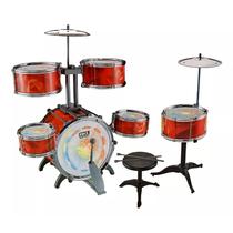 Bateria Rock Jazz Drum M6323 - Infantil - Luzes LED - Vermelho
