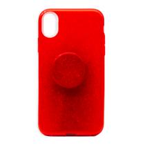 Capa 4LIFE Glitter para iPhone XR com Popsocket Material Tpu/PC - Vermelho
