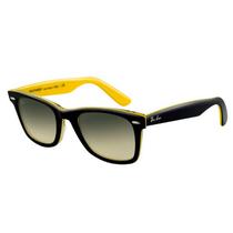 Oculos de Sol Ray-Ban Wayfarer Classic RB2140 1000/32, Unissex, Tamanho 50-22-150 3N, Acetato - Preto e Amarelo