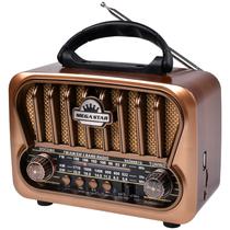 Radio Portatil AM/FM/SW Megastar RX309BTG 600 Watts P.M.P.O com Bluetooth Bivolt - Dourado/Marrom