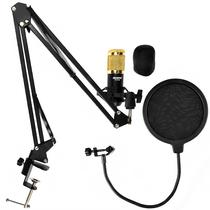 Microfone Streaming Prosper P-6186 Unidirecional com Mini Jack 3.5 MM - Preto/Dourado