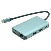 Hub USB Type-C 3.1 Satellite A-HUBC57 7 Portas / HDMI / 3 USB 3.0 / RJ45 / VGA / Type-C Femea - Cinza