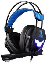 Headset Gamer Sades Xpower Plus com Fio Preto/Azul