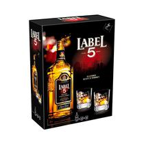 Whisky Label 5 1057;Lassic Black 700ML + 2 Vasos
