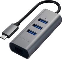 Adaptador de Cabo USB-C 2 Em 1 Ethernet e USB Hub Satechi ST-TC2N1USB31AM Cinza