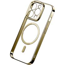 Estojo Protetor + Pelicula Protetora Da Serie Glitter Baseus para iPhone 14 Pro Magsafe - Dourado/Transparente (ARMC011015)