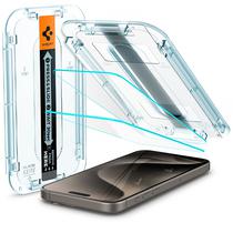 Pelicula para iPhone 15 Pro Spigen Glas TR Ez Fit AGL06892 - 2 Unidades