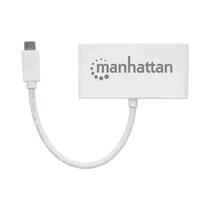 Adaptador Manhattan 163552 Hub USB-C 3.1 / 3 Em 1 / USB-A X3 / USB-C - Branco