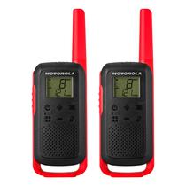 Walkie Talkie Talk Motorola T-210 20MIL-32KM Carregador USB / Bivolt - Preto e Vermelho
