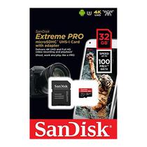 Cartao de Memoria Micro SD de 32GB Sandisk Extreme Pro 100MB/s SDSQXCG-032G-GN6MA - Preto/Vermelho