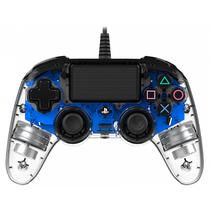 Controle Compacto Nacon Iluminado com Fio para PS4 - Azul/Transparente