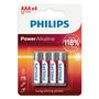 Pilha Philips Alkalina AAA LR03P4B/97 - (4 Unidades)