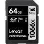 Cartão de Memória SD Lexar Professional 1066X 160-70 MB/s C10 U3 64 GB (LSD1066064G-Bnnnu)